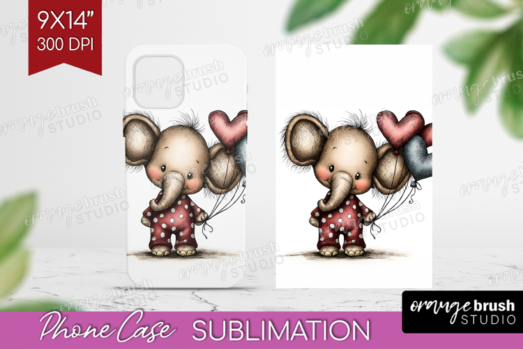 Elephant Valentine Phone Case PNG Whimsical Animal Case PNG
