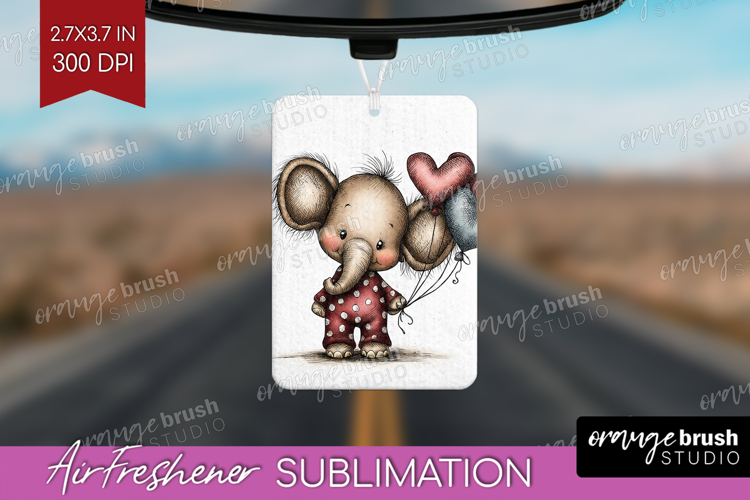 Elephant Valentine Air Freshener PNG Whimsical Animal PNG
