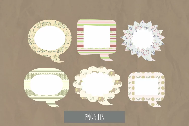 Vintage Floral Elephant Seamless Pattern Speech Bubble
