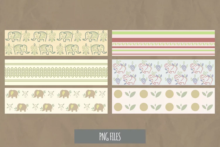 Vintage Floral Elephant Seamless Pattern Stripe