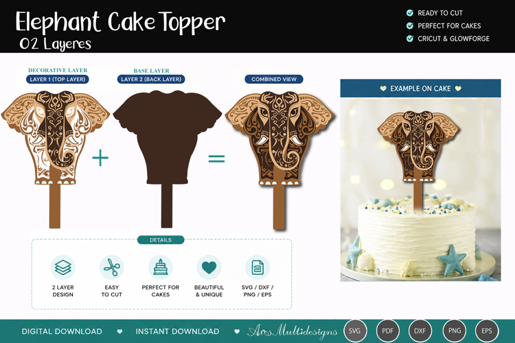 Elephant Cake Topper SVG