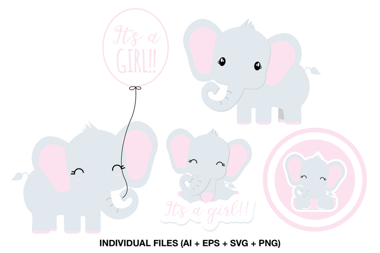 Baby Girl Elephant Clipart for First Year Scrapbook Albums