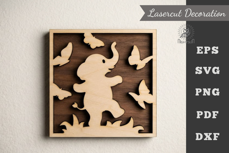 Elephant Lasercut Wall Decor