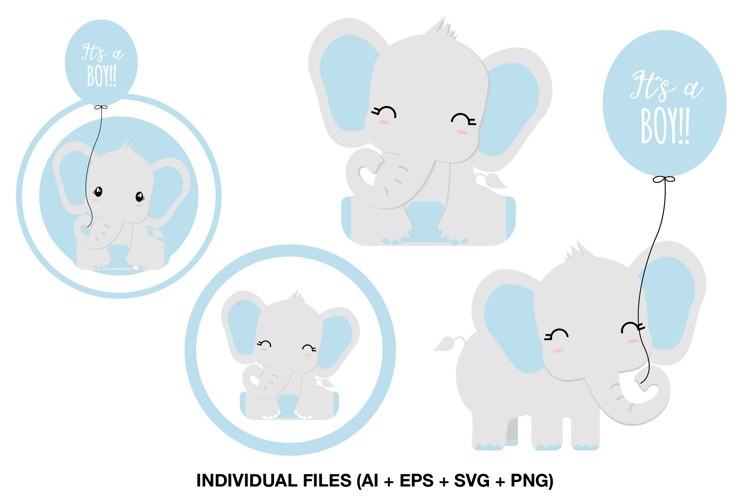 Baby Boy Elephant Clipart for Baby Shower Invitations