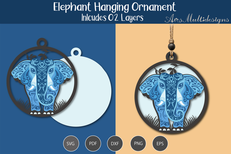 Elephant Hanging Ornament SVG