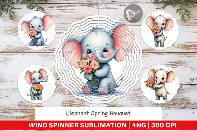 Wind Spinner Elephant Spring Bouquet