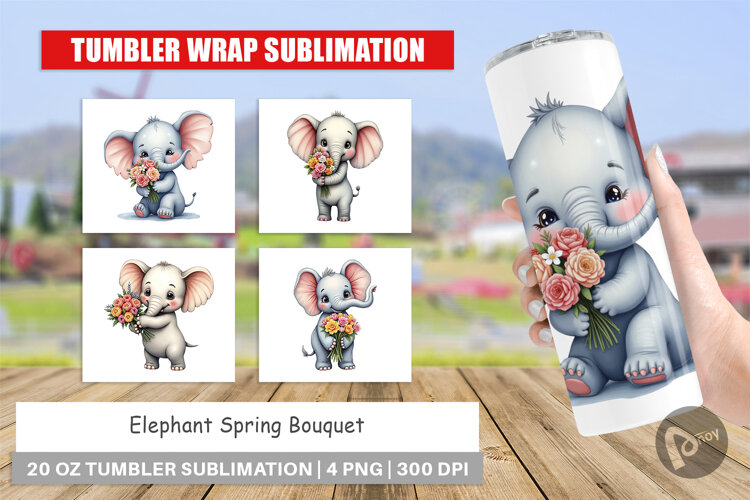 Tumbler Elephant Spring Bouquet example image 1