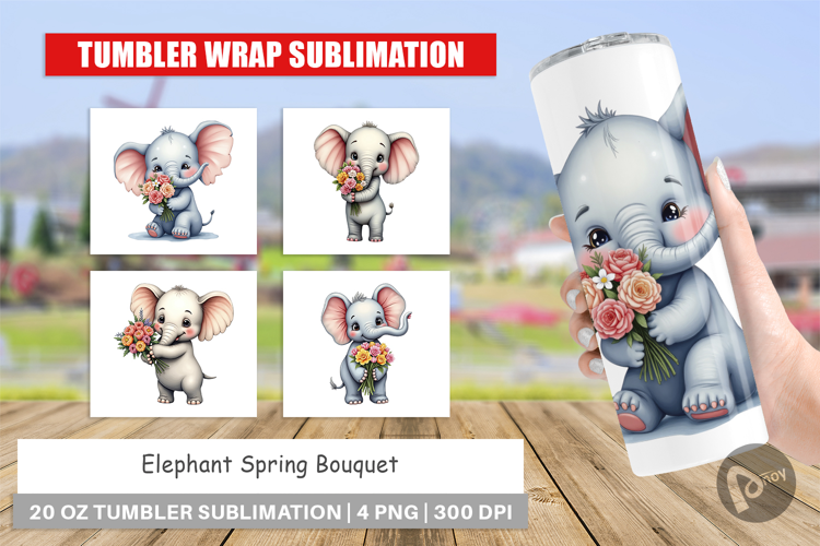 Tumbler Elephant Spring Bouquet