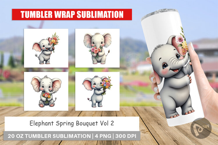 Tumbler Elephant Spring Bouquet example image 1