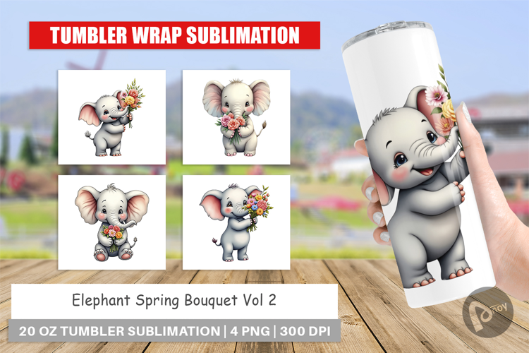 Tumbler Elephant Spring Bouquet