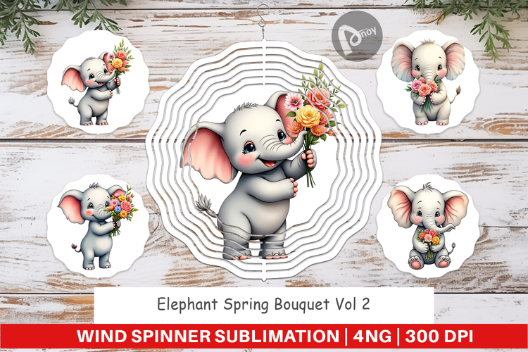 Wind Spinner Elephant Spring Bouquet