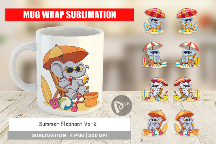 Mug Wrap Summer Elephant