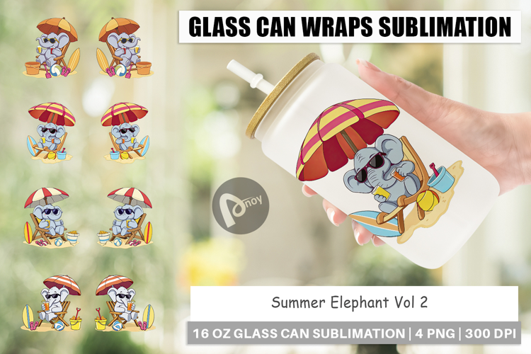 Glass Can Summer Elephant