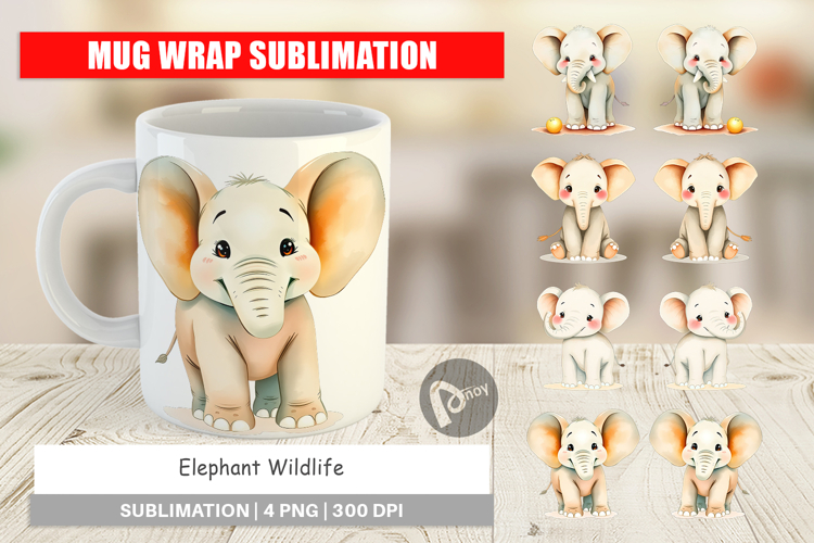 Elephant Watercolor Clipart Image 8