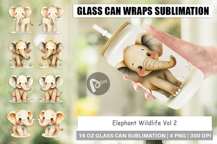 Elephant Watercolor Clipart Image 5