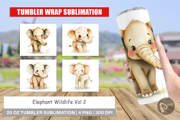 Elephant Watercolor Clipart Image 21
