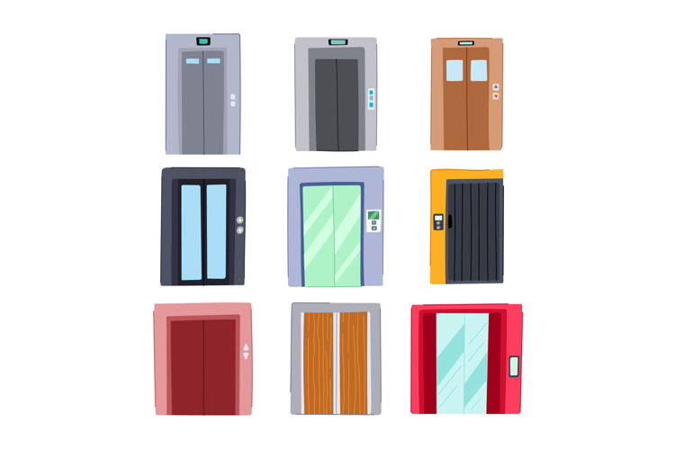Elevator doors collection displaying different styles and de