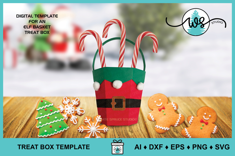 3D Elf Basket Christmas Treat Box SVG Template