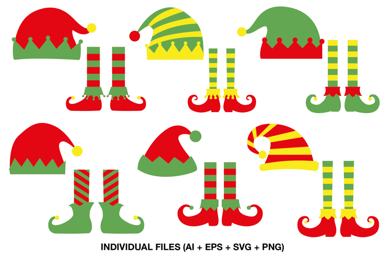 Elf Hat and Feet Clipart Bundle | Christmas PNG Set