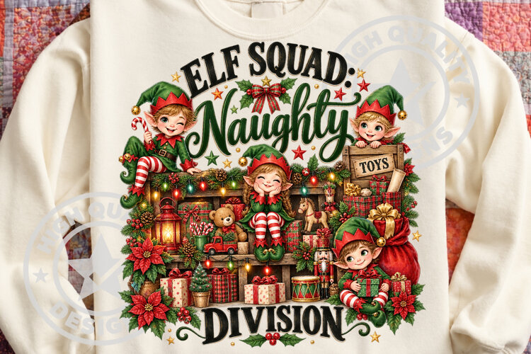 Elf Squad Naughty Christmas PNG example image 1