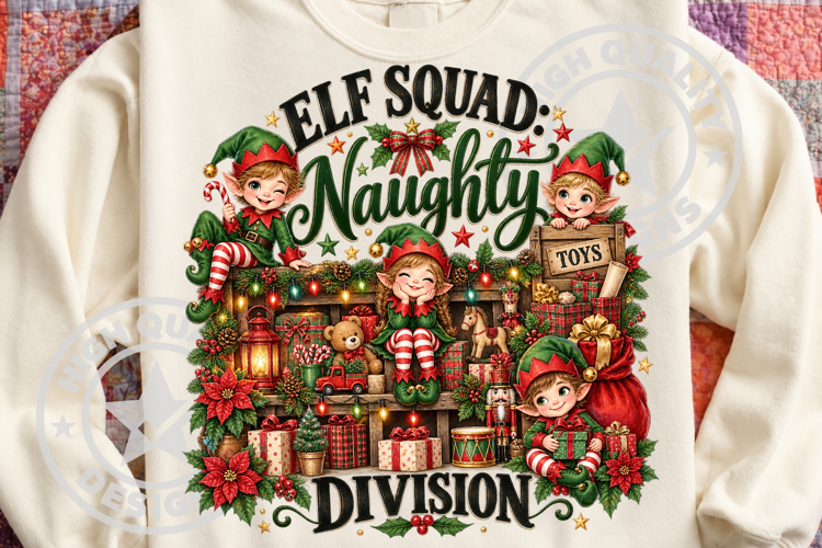 Elf Squad Naughty Christmas PNG