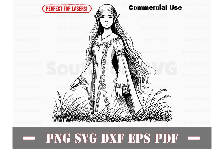 Elf Woman Portrait Laser Engrave/ Print Files (4197182)