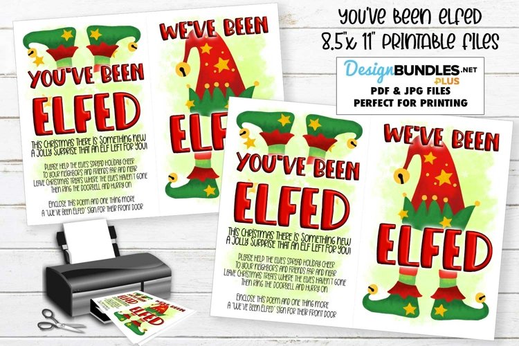 Youve Been Elfed Printable JPG   PDF | Red Green Gold Elf