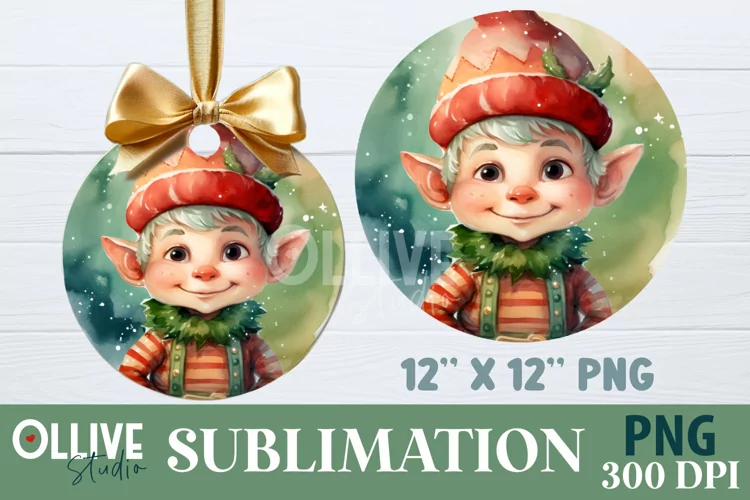 Elf Christmas Sublimation Round PNG