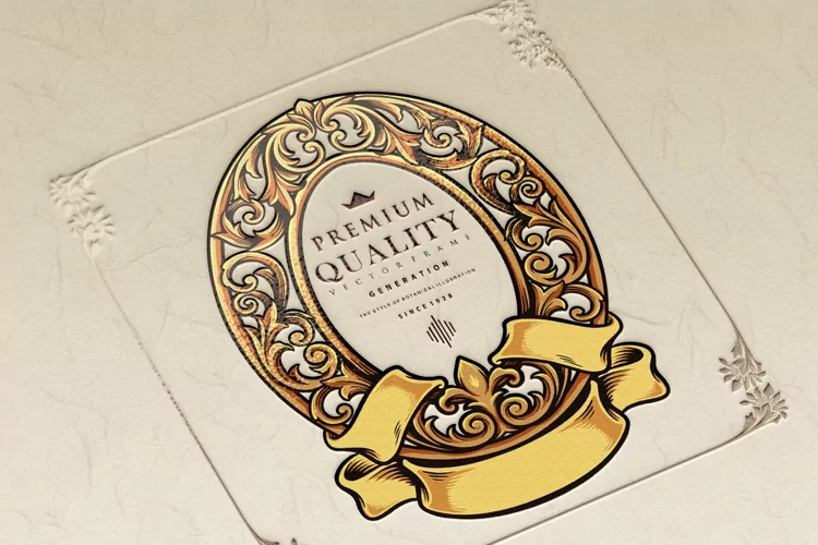 Ellipse Frame Calligraphy Vintage Quality