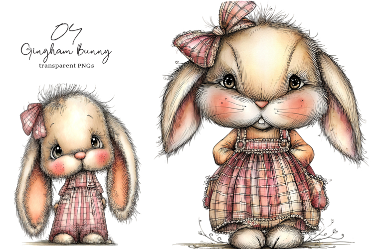 Ellow Gingham Bunny PNG