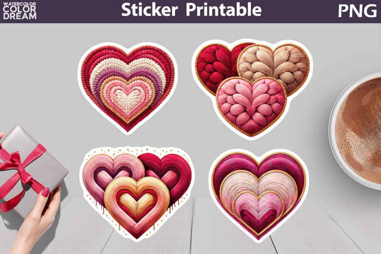 Embroidery Heart Sticker | Valentine Sticker Printable
