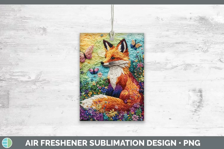 Embroider Fox Air Freshener Sublimation Car Freshener Design