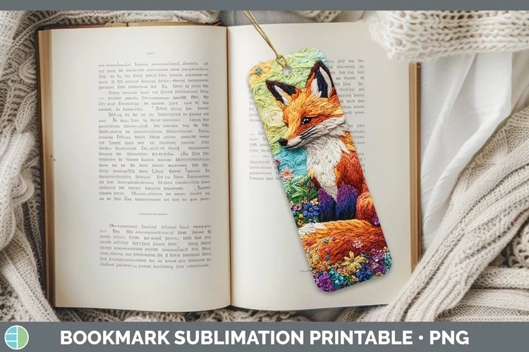 Embroider Fox Bookmark Sublimation Printable Designs