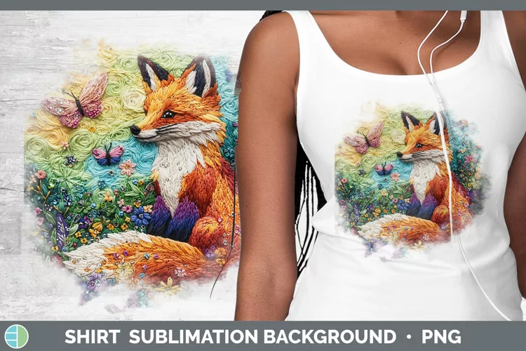 Embroider Fox Shirt Sublimation Sublimation Background Desig