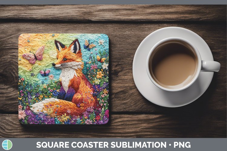 GorgeousEmbroider Square Coaster design.