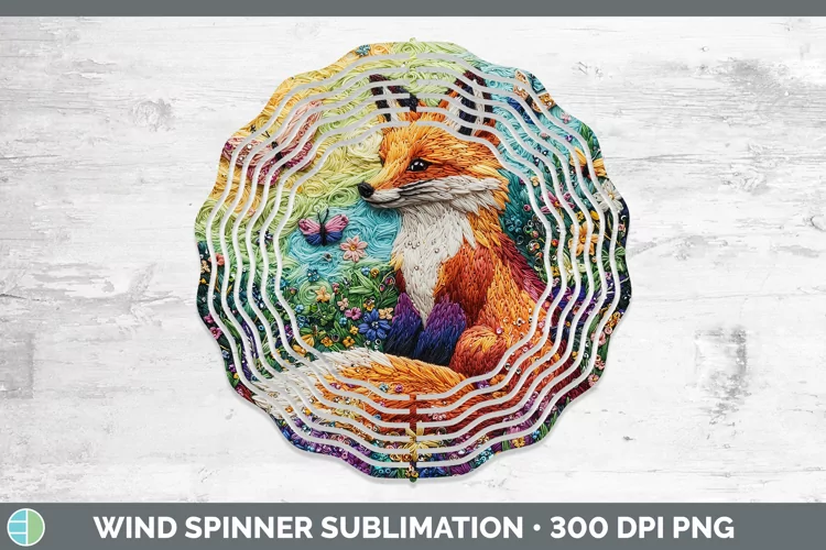 Embroider Fox Wind Spinner Sublimation Spinner Designs