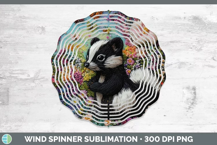 Embroider Skunk Wind Spinner Sublimation Spinner Designs