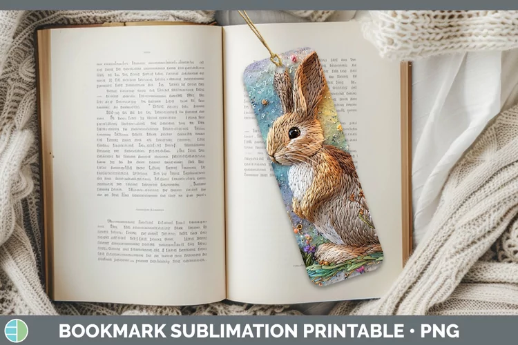 Embroider Snowshoe Hare Bookmark Sublimation Printable Desig