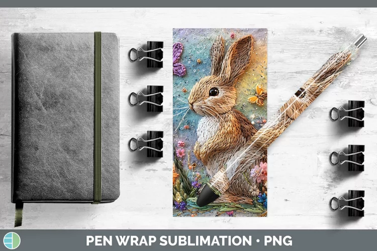 Embroider Snowshoe Hare Pen Wrap Sublimation Pen Designs