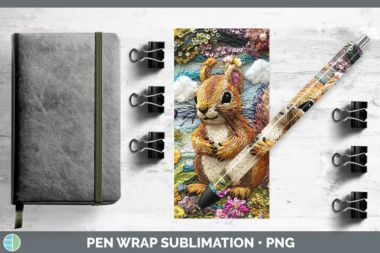 Embroider Squirrel Pen Wrap Sublimation Pen Designs