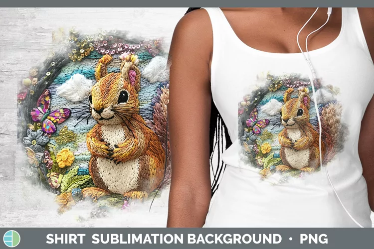 Embroider Squirrel Shirt Sublimation Sublimation Background