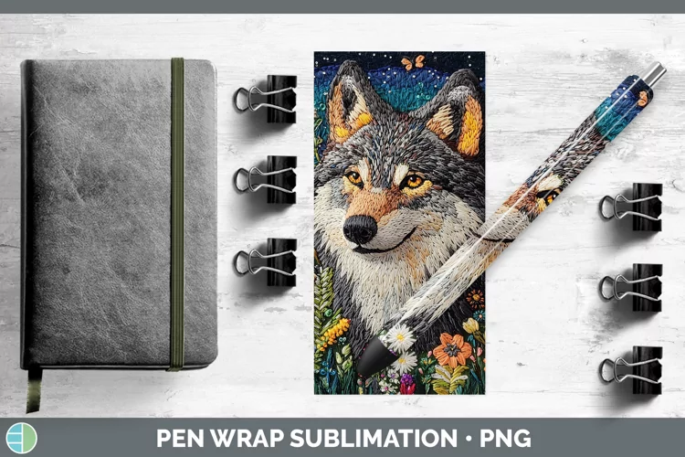 Embroider Wolf Pen Wrap Sublimation Pen Designs