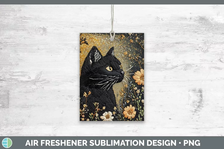 Embroidered Black Cat Air Freshener Sublimation Car Freshene