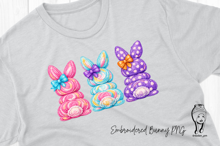 Embroidered Bunny PNG Cute Fluffy Rabbit Digital