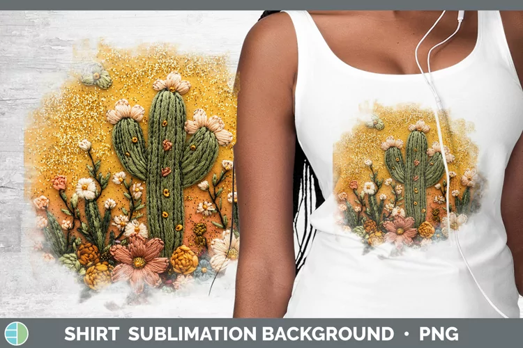 Embroidered Cactus Shirt Sublimation Sublimation Background