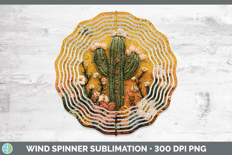 Embroidered Cactus Wind Spinner Sublimation Spinner Designs