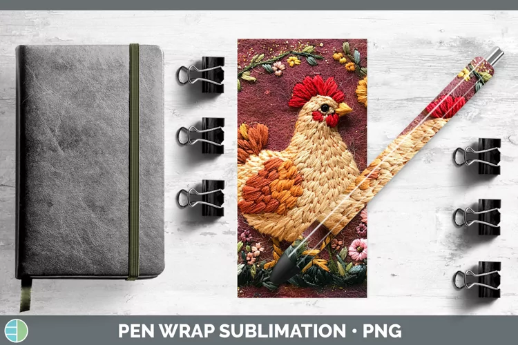 Embroidered Chicken Pen Wrap Sublimation Pen Designs