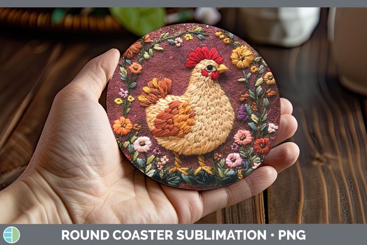 GorgeousEmbroidered Round Coaster design.