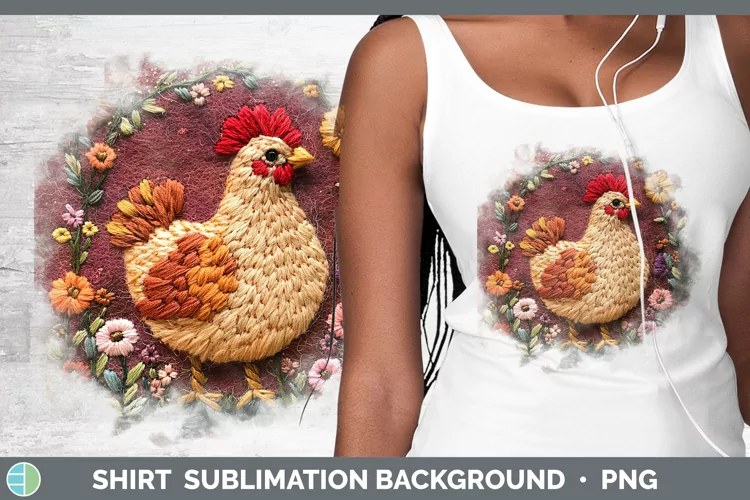 Embroidered Chicken Shirt Sublimation Sublimation Background