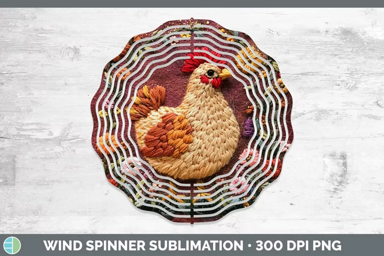 Embroidered Chicken Wind Spinner Sublimation Spinner Designs